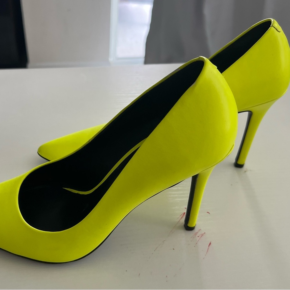 Michael Kors neon yellow heels,